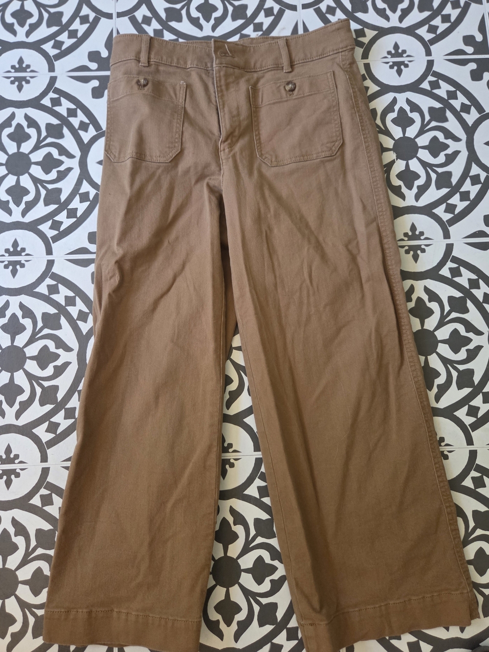 LOFT Brown Wide-Leg Chino Pants